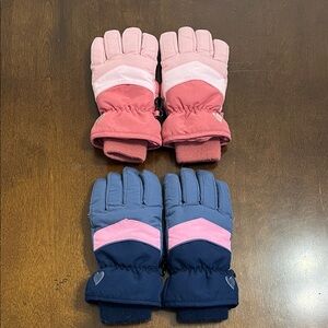 2 pairs of OshKosh B'gosh Kids' Navy and Pink Mittens size 4-7